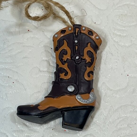 Western Cowboy/Cowgirl Boot Christmas Tree Hanging Ornament 2" Tall - Picture 7 of 10